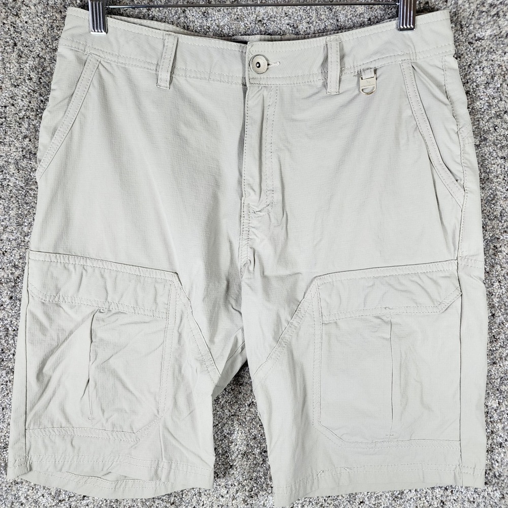 Stone Falcon Cargo Shorts Mens 32 Tan Stretch Ripstop Hiking Excellent